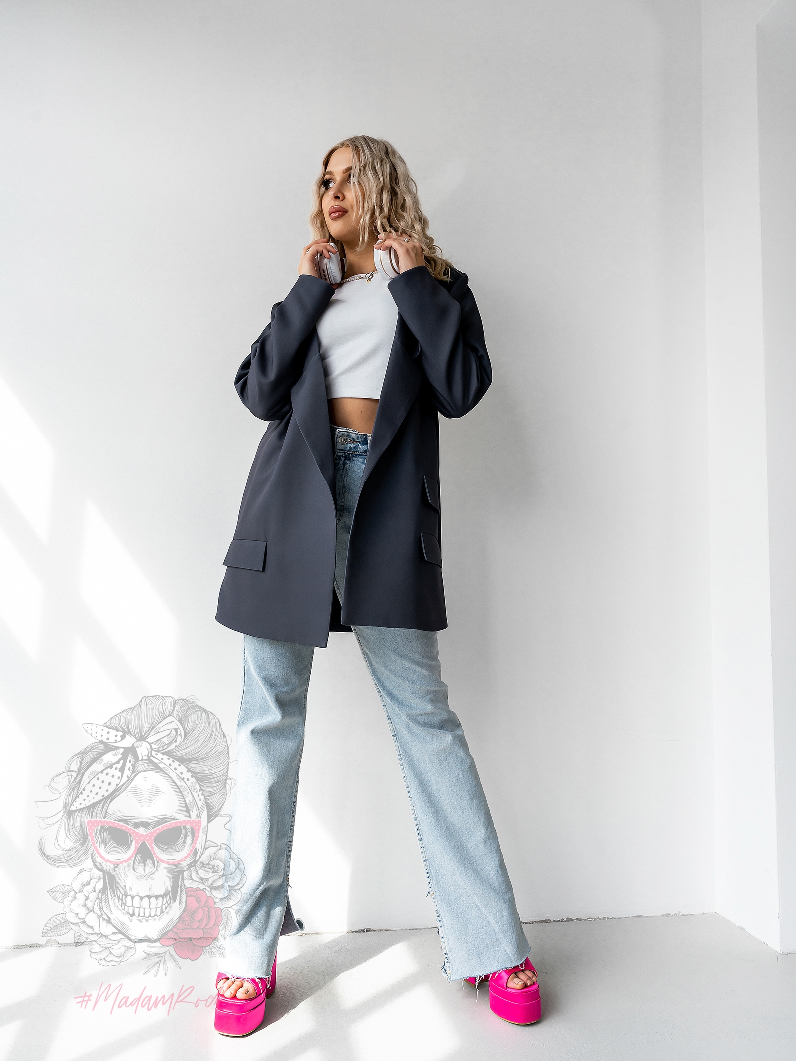 Marynarka jednolita z aplikacją MC Sheepo grafitowa Marynarka jednolita z aplikacją MC Sheepo grafitowa