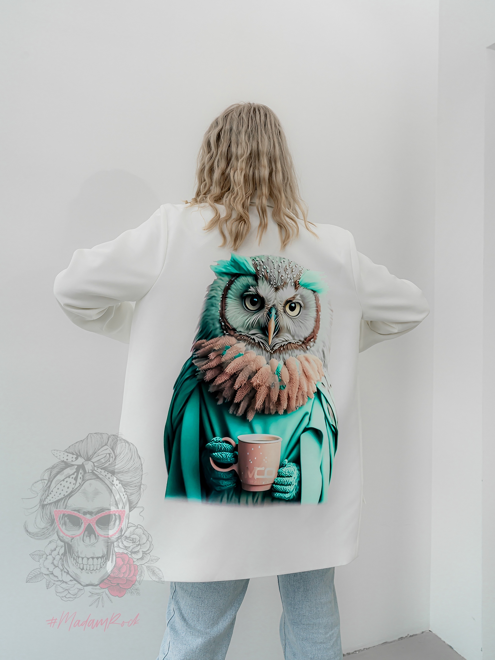 Marynarka oversize MC Owly biała Marynarka oversize MC Owly biała