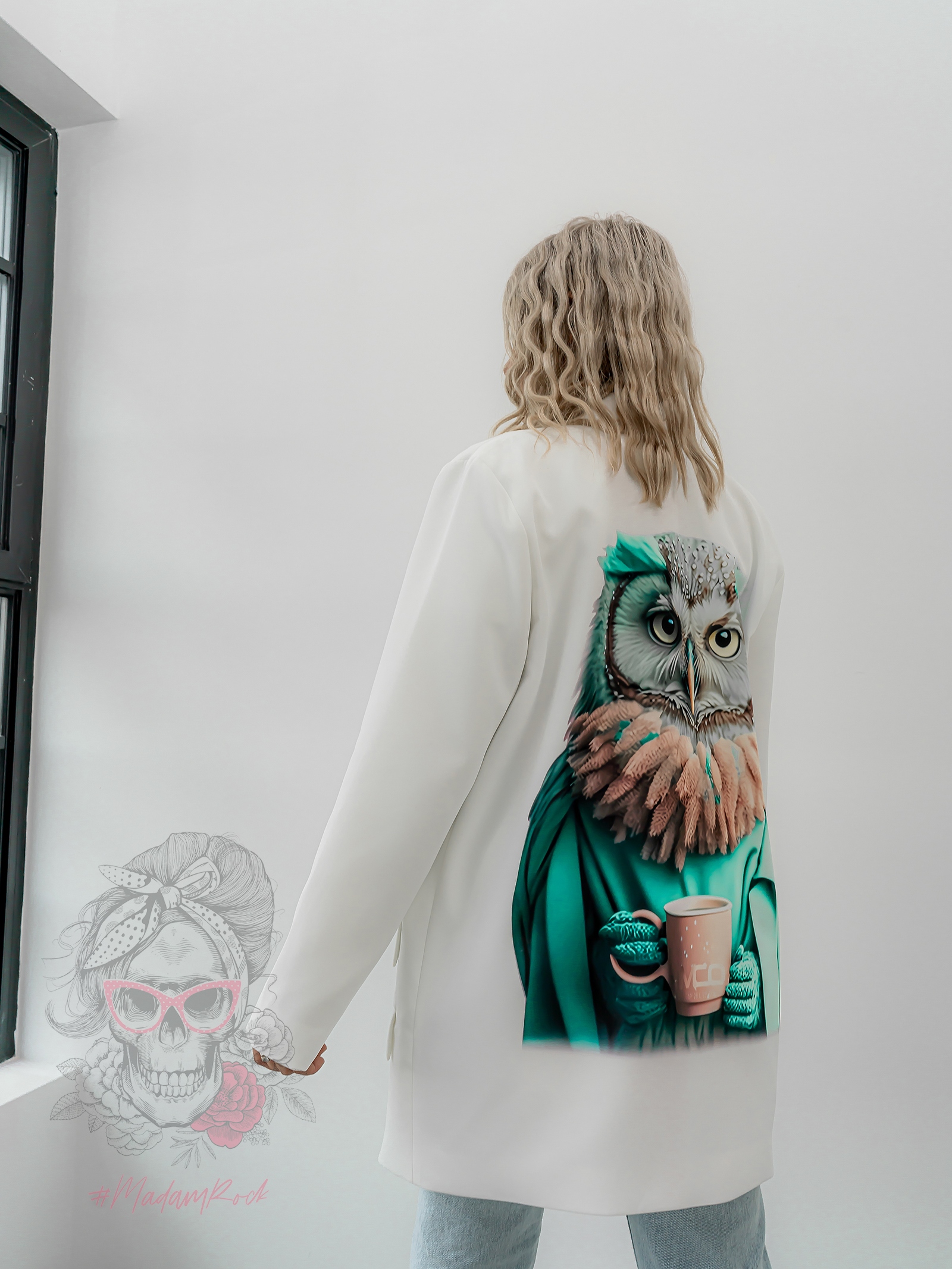 Marynarka oversize MC Owly biała Marynarka oversize MC Owly biała