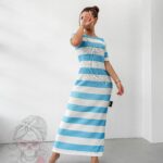 Sukienka prążkowana MC Vacation niebieska