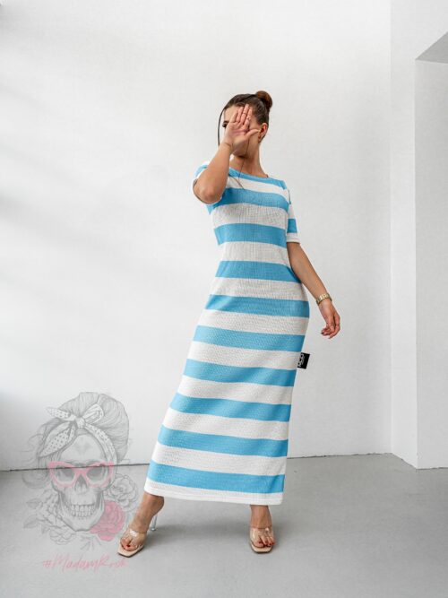 Sukienka prążkowana MC Vacation niebieska