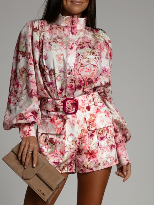 Komplet w kwiaty Dilja Power różowy