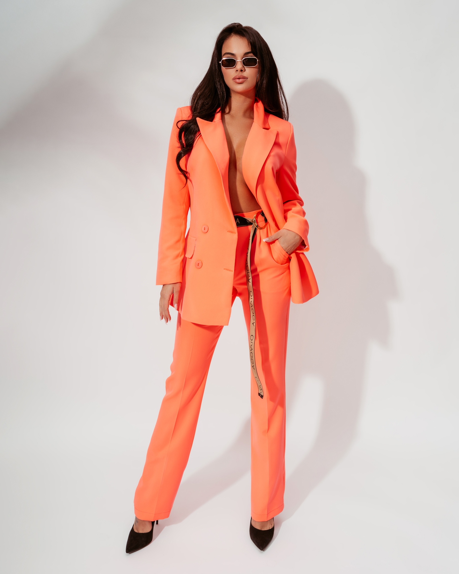 Komplet elegancki Porto neonowy pomarańczowy Komplet elegancki Porto neonowy pomarańczowy