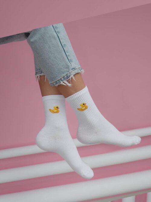 Skarpetki damskie kaczuszki białe