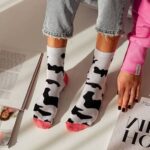 Skarpetki damskie Milka biało-czarne