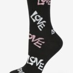 Skarpetki damskie długie LOVE grafitti czarne