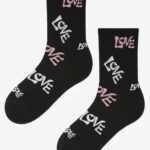 Skarpetki damskie długie LOVE grafitti czarne