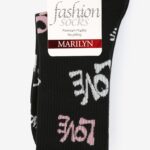 Skarpetki damskie długie LOVE grafitti czarne