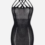 Sukienka siateczkowa z diamencikami czarna