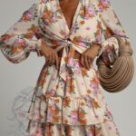 Komplet wakacyjny Elinia beżowo-różowy