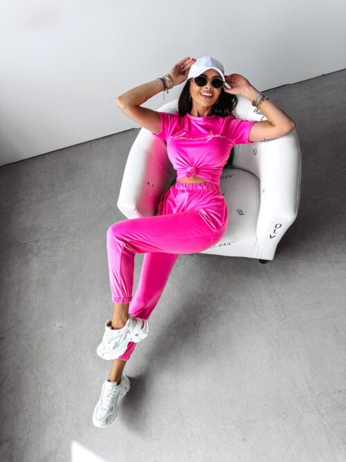 Komplet welurowy GEESTY Ola Voga amarantowy