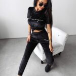 Komplet welurowy GEESTY Ola Voga czarny