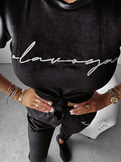 Komplet welurowy GEESTY Ola Voga czarny