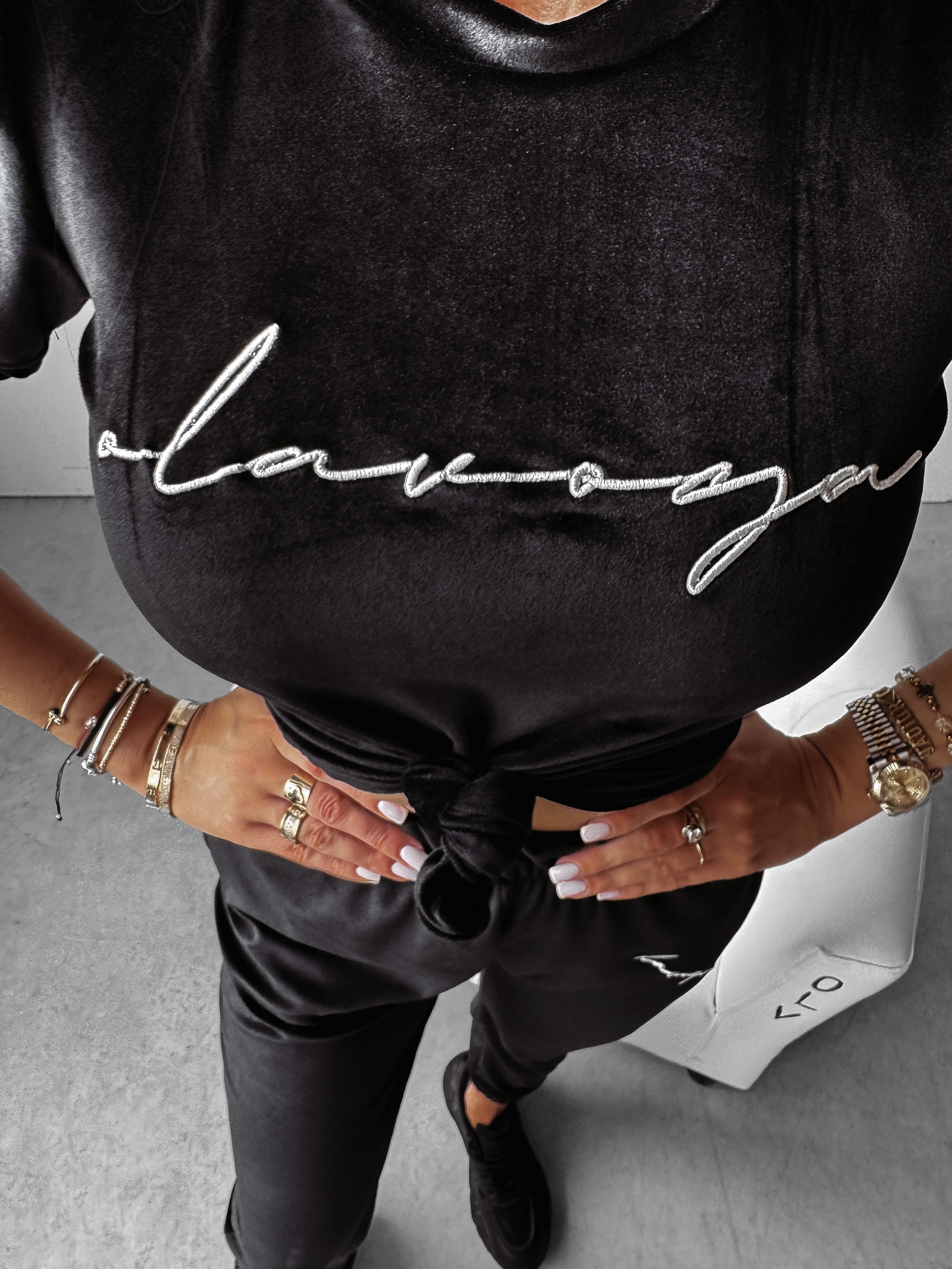 Komplet welurowy GEESTY Ola Voga czarny