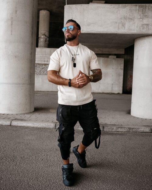 -wyprzedane-T-shirt męski MORPHIC Ola Voga beżowy