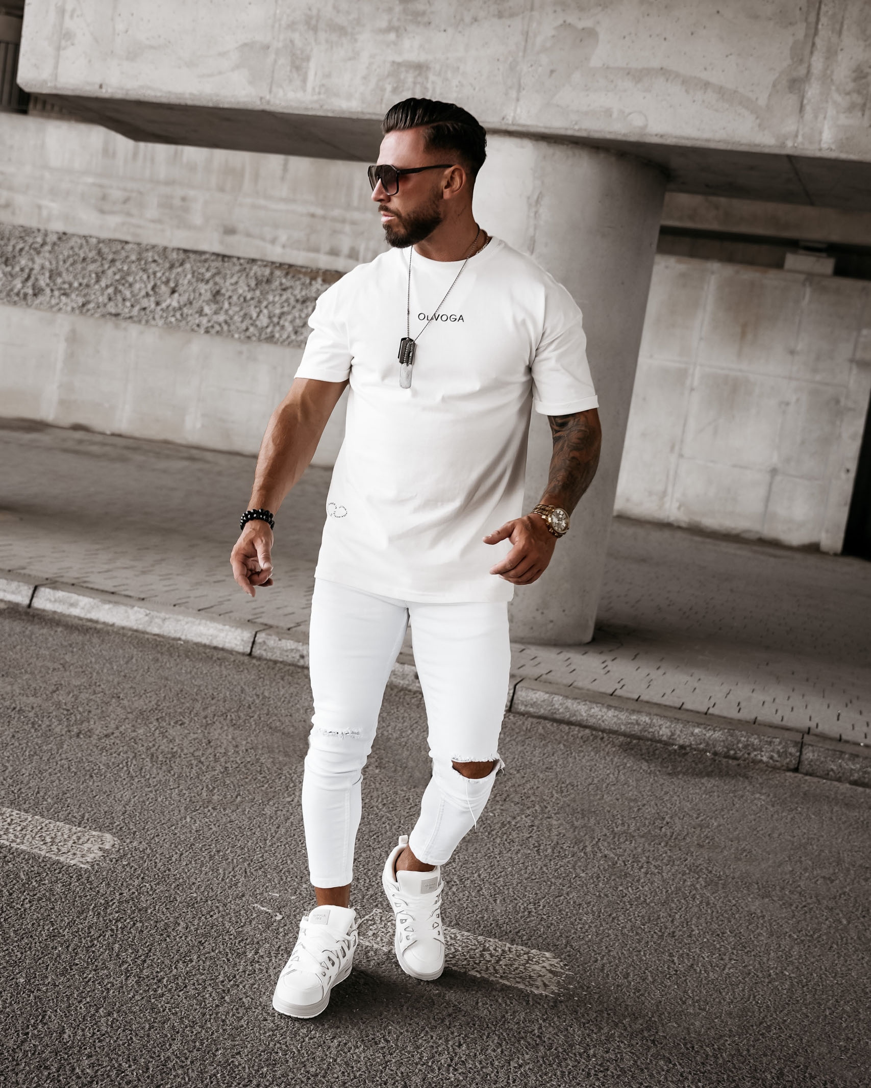 T-shirt męski MORPHIC Ola Voga ecru