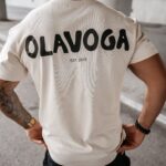 T-shirt męski oversize SAYER Ola Voga beżowy