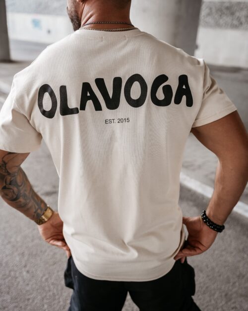 T-shirt męski oversize SAYER Ola Voga beżowy