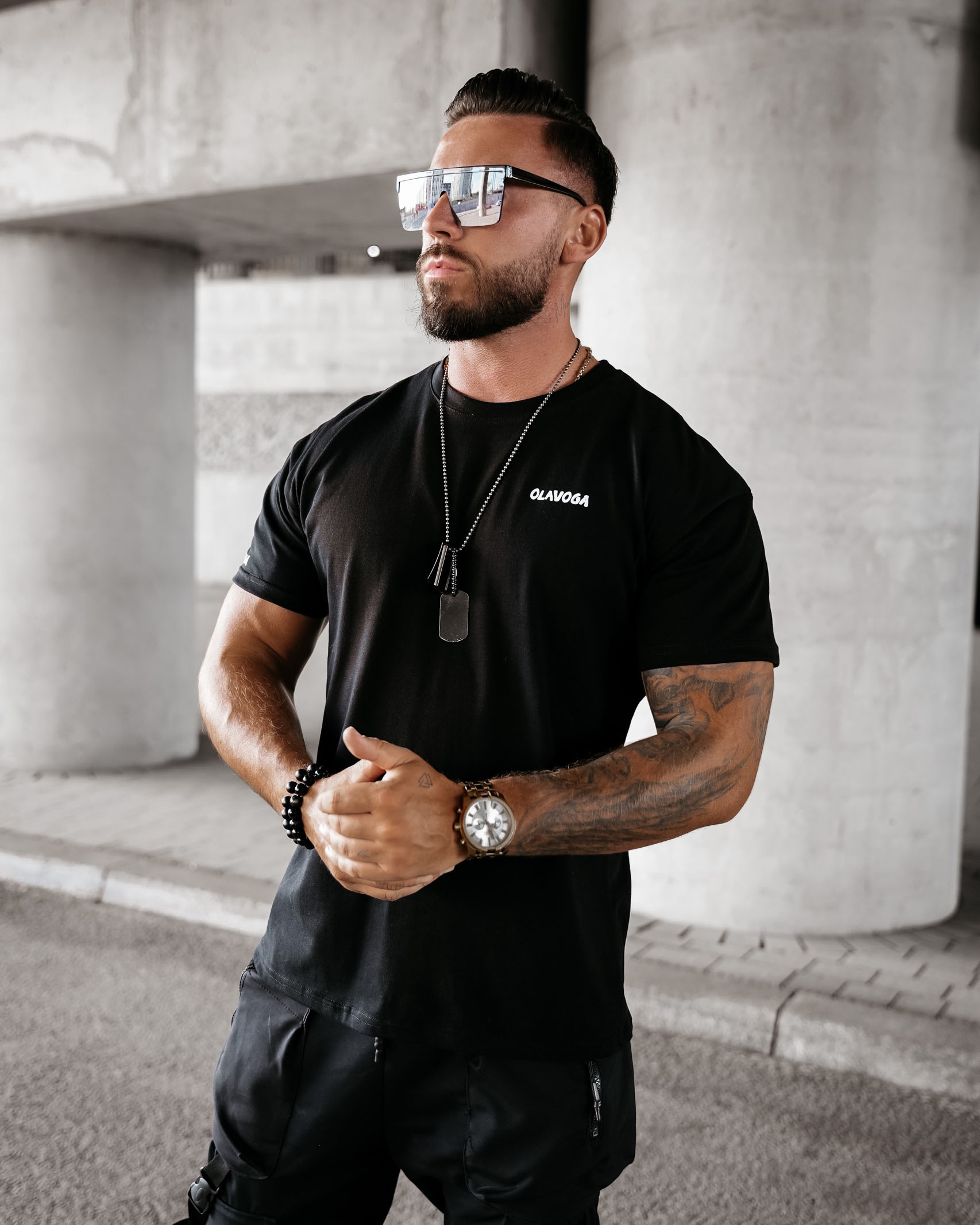 T-shirt męski oversize SAYER Ola Voga czarny T-shirt męski oversize SAYER Ola Voga czarny