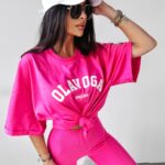 T-shirt oversize ROUGE Ola Voga amarantowy