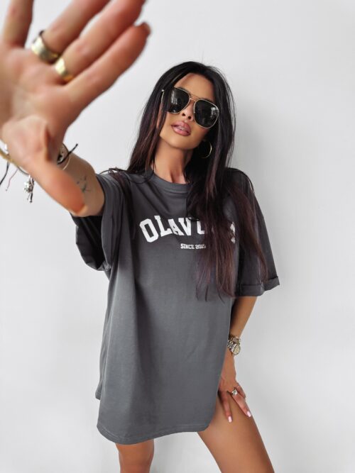 T-shirt oversize ROUGE Ola Voga grafitowy