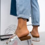 Klapki na platformie Madam Igizo srebrne