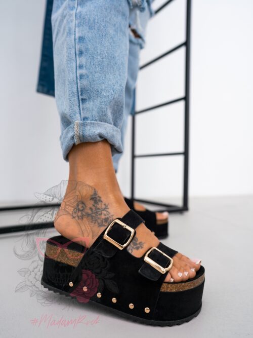 Klapki na platformie Madam Igizo czarne