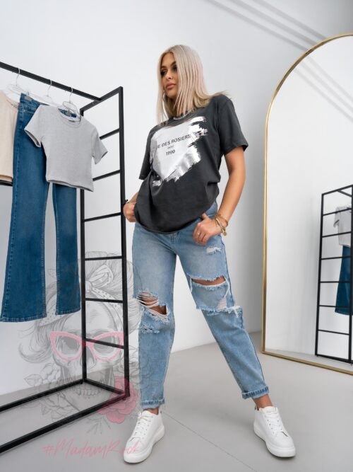 T-shirt dekatyzowany Rosiers grafitowy