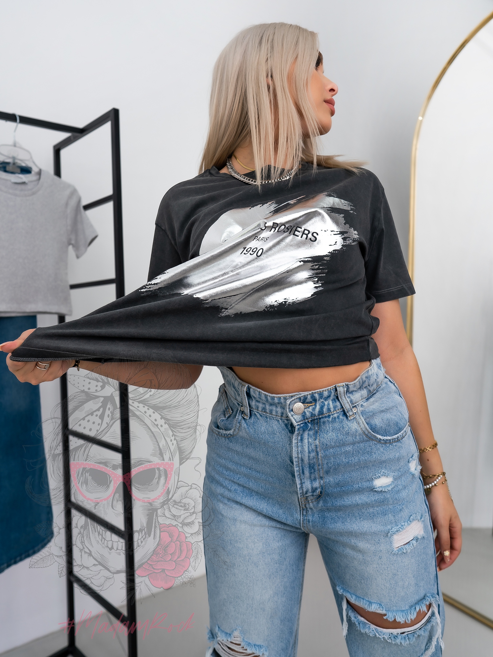 T-shirt dekatyzowany Rosiers grafitowy T-shirt dekatyzowany Rosiers grafitowy