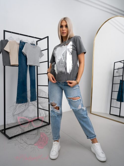 Spodnie boyfriend jeansowe Gizy niebieskie