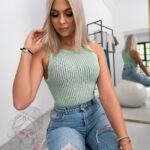 Top z siatki prążkowany Deger zielony