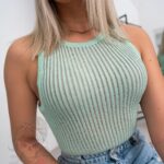 Top z siatki prążkowany Deger zielony