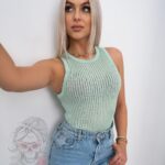 Top z siatki prążkowany Deger zielony