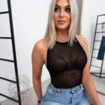 Top z siatki prążkowany Deger czarny