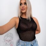 Top z siatki prążkowany Deger czarny