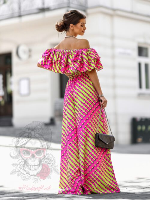 Komplet wakacyjny NB Sombrero różowo-limonkowy