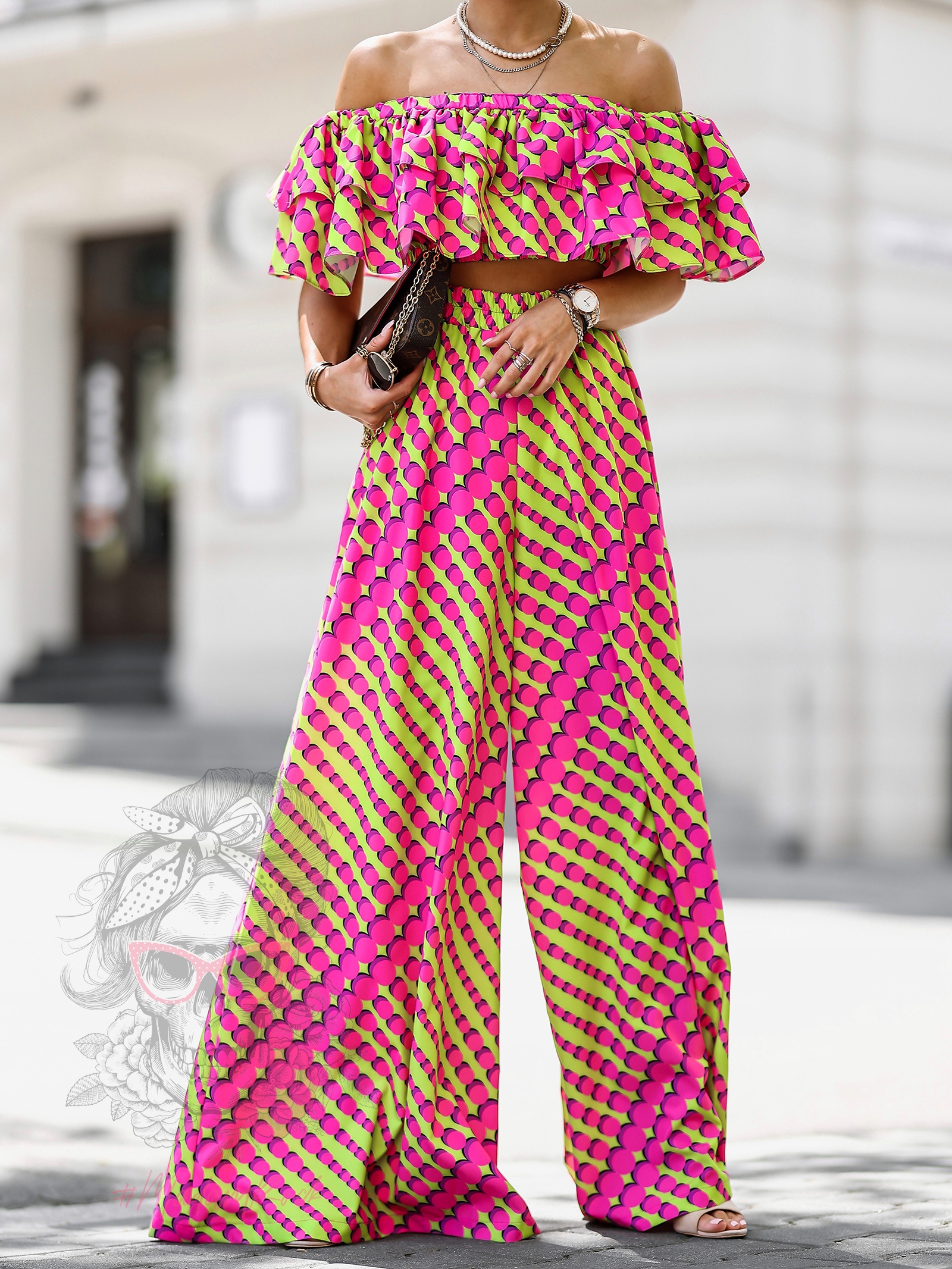 Komplet wakacyjny NB Sombrero różowo-limonkowy