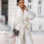 Sweter boho Ale Jazz ecru-złoty