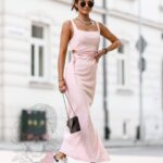 Sukienka Madam Adra Maxi pudrowy róż