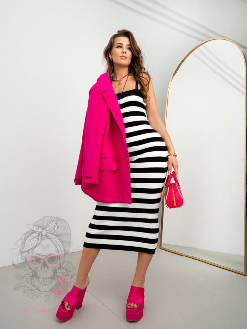 Sukienka w paski Tersi biało-czarna