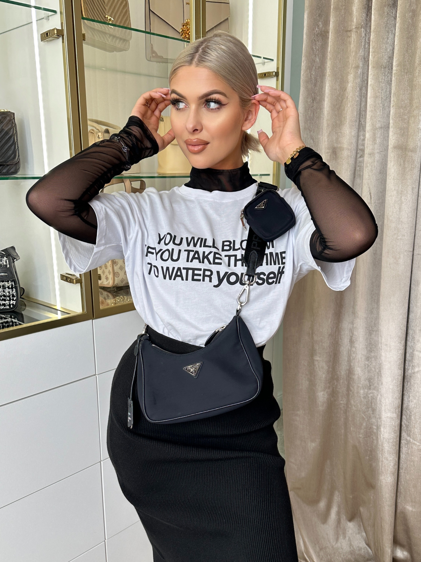 T-shirt oversize Yourself biały