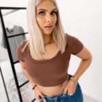 Crop top Lomi brązowy