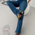 Spodnie jeansowe dzwony Wreger granatowe