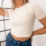 T-shirt short Poli beż melanż