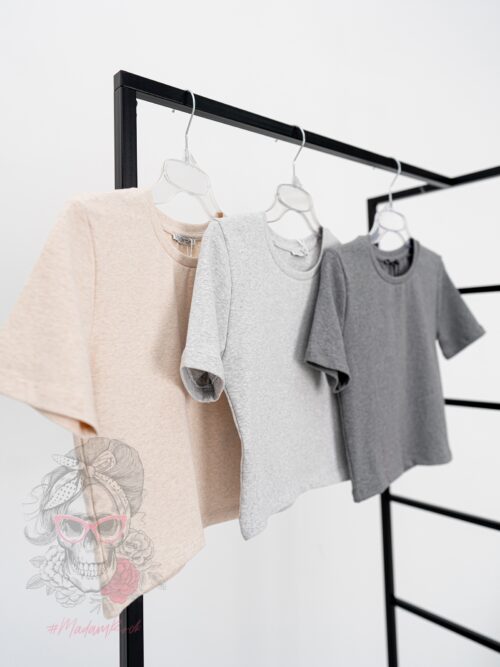 T-shirt short Poli beż melanż