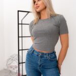 T-shirt short Poli grafit melanż