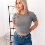 T-shirt short Poli grafit melanż