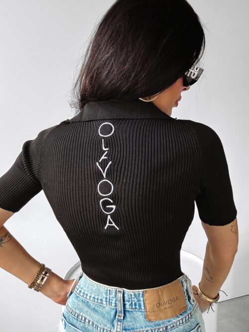 Bluzka z kołnierzykiem ARRAY Ola Voga czarna