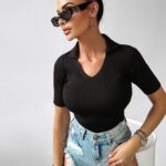 Bluzka z kołnierzykiem ARRAY Ola Voga czarna