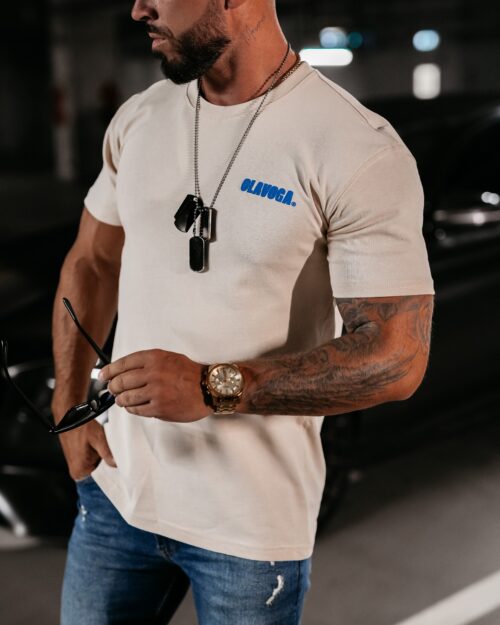 T-shirt męski UNLOCK OLAVOGA beżowy